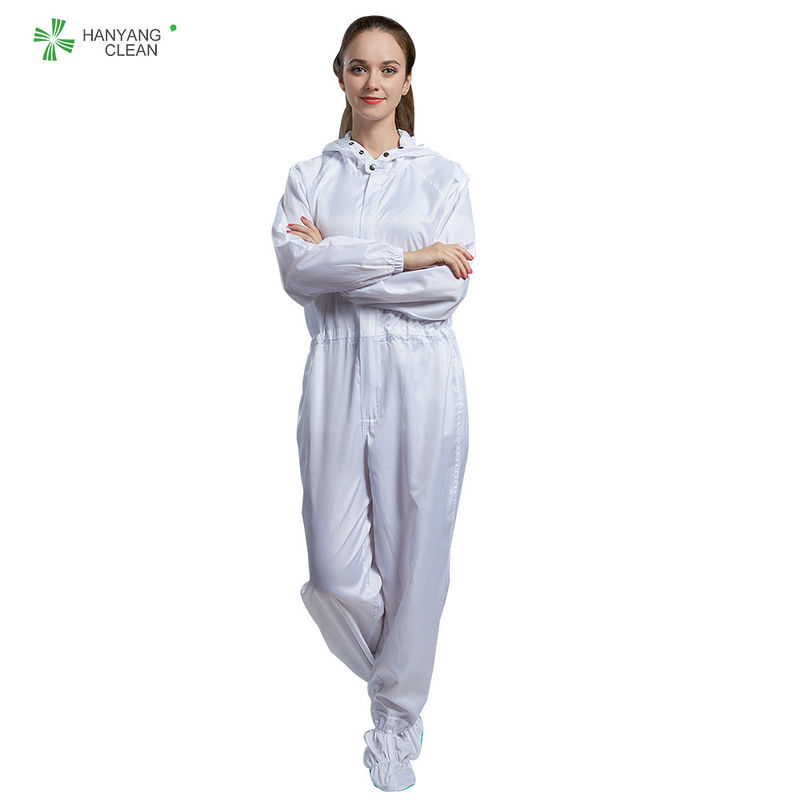 Conductive Fiber Non Static Clothing ESD With Hood Boots For Class 100 Clean Room