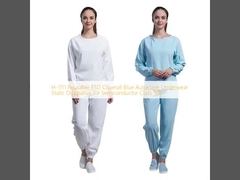 H-1111 再利用可能なESDカバーオール ブルー オートクレーブ対応 アンダーウェア 静電気拡散性 半導体クラス100用