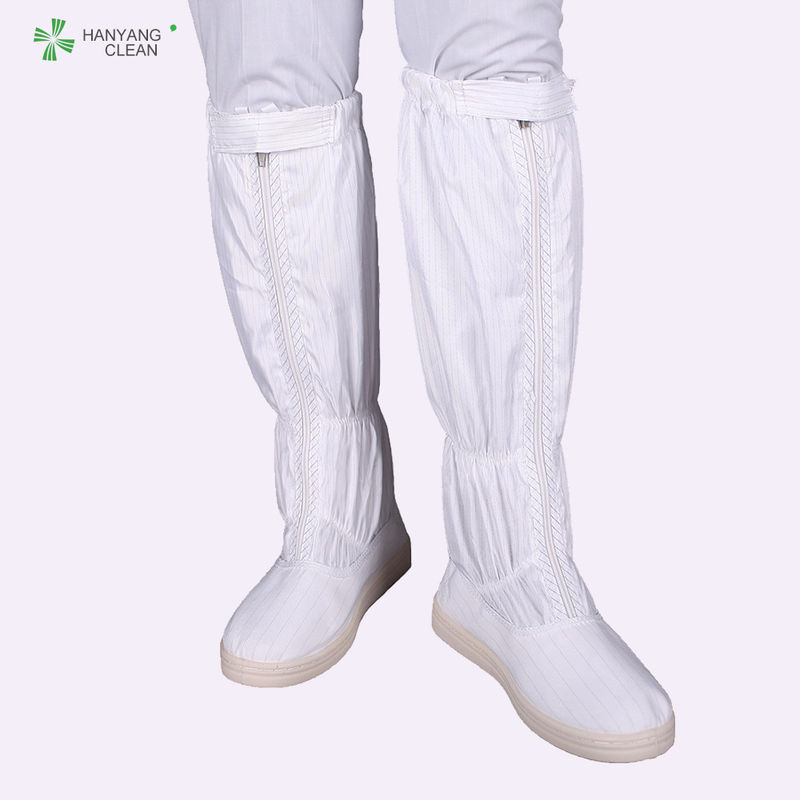 White Anti Static Shoes , Zipper Esd Safety Boots High Temperature Sterilization